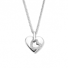 Collier Argent coeur serti de Zirconium - Naiomy - Hmra