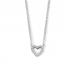 Collier Argent coeur serti de Zirconium - Naiomy - Ioana