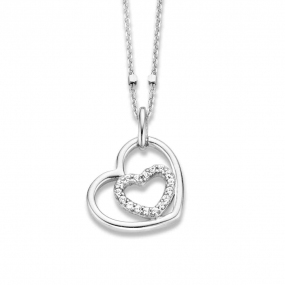 Collier Argent coeur serti de Zirconium - Naiomy - Mona