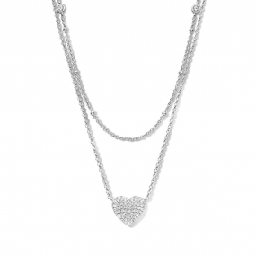 Collier Argent coeur serti de Zirconium - Naiomy - Ophlie