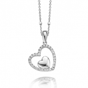 Collier Argent coeur serti de Zirconium - Naiomy - Tufouma