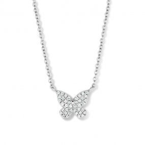 Collier Argent motif papillon serti de Zirconium - Naiomy - Aurora