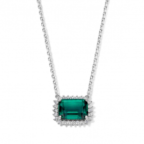 Collier Argent oxyde de zirconium vert et blancs - Naiomy - Ambellina