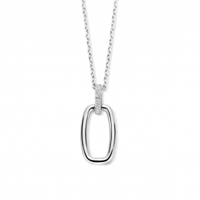 Collier Argent pendentif carr avec blire serti d'oxyde de zirconium - Naiomy - Katia