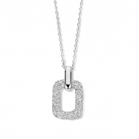 Collier Argent pendentif carr et serti d'oxyde de zirconium - Naiomy - Asako