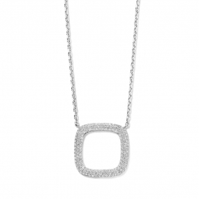 Collier Argent pendentif carr serti de zirconium - Naiomy - Elodie