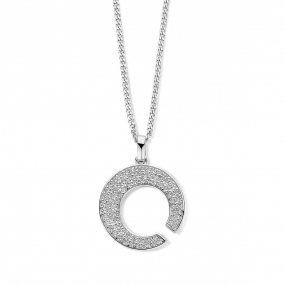 Collier Argent pendentif cercle ouvert serti de zirconium - Naiomy - Constance