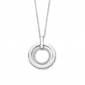 Collier Argent pendentif deux cercles dont 1 serti d'oxyde de zirconium - Naiomy - Vaiani