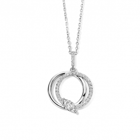 Collier Argent pendentif en forme de cercle oxyde de zirconium - Naiomy - Candice