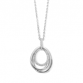 Collier Argent pendentif ovale serti d'oxyde de zirconium - Naiomy - Avera