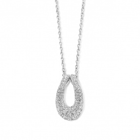 Collier Argent pendentif ovale serti d'oxyde de zirconium - Naiomy - Luana