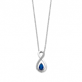 Collier Argent pendentif pierre bleue serti de zirconium - Naiomy - Hermione