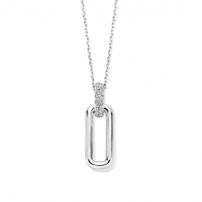 Collier Argent pendentif rectangle avec blire serti d'oxyde de zirconium - Naiomy - kelly