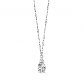 Collier Argent pendentif serti de zirconium - Naiomy - kelly