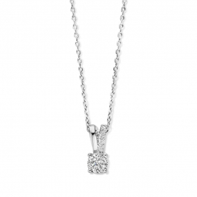 Collier Argent pendentif solitaire serti d'oxyde de zirconium - Naiomy - Vahin