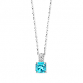 Collier Argent pierre bleu et serti d'oxyde de zirconium - Naiomy - Dream