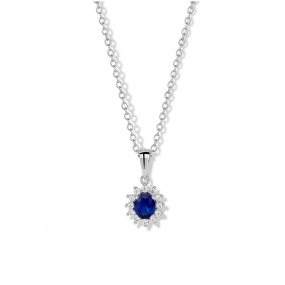 Collier Argent pierre bleue serti de Zirconium - Naiomy - Lucia