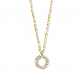  Collier Argent plaqu or jaune avec pendentif rond serti de zirconium- Naiomy - Chiyo