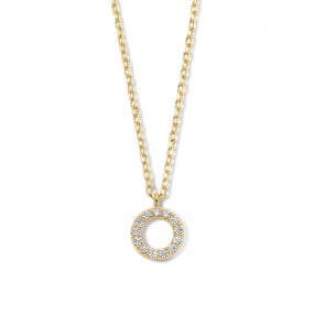  Collier Argent plaqu or jaune avec pendentif rond serti de zirconium- Naiomy - Femme - Chiyo - N3Z74