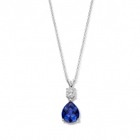 Collier Argent tanzanite synthtique poire - oxyde de zirconium - Naiomy - Exquise