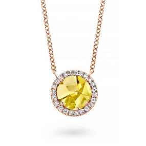 Collier Citrine jaune diamant 0.09 ct One More Etna 050510JA
