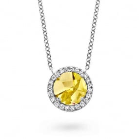 Collier Citrine jaune diamant 0.09 ct One More Etna 050659JA
