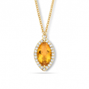 Collier Citrine jaune diamant 0.14 ct One More Etna 065176JA
