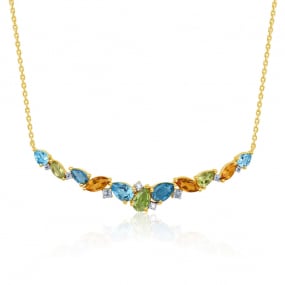 Collier Citrine - Topaze -  Peridot - Or Jaune - Leya -CLKC08
