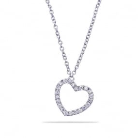 Collier Coeur Diamants Or Blanc 0.11 ct Alissa - 061117A