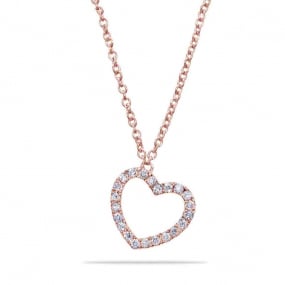 Collier Coeur Diamants Or Rose 0.11 ct Galina - 063050A