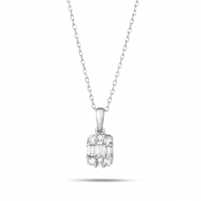 Collier Diamant Baguette 0.10 ct Or Blanc 1.5g  - P5218FMPWA000