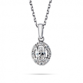 Collier Diamant Ovale 0.10 ct Or Blanc 1.6g  - P4249FMPWACK0