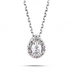 Collier Diamant Poire 0.10 ct Or Blanc 1.5g  - P4246FMPWACK0