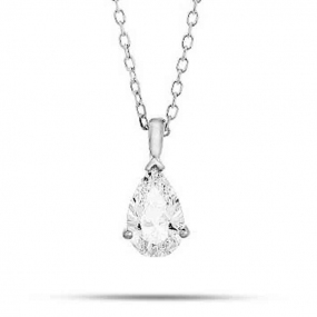 Collier Diamant Poire 0.20 ct Or Blanc 1.4g  - P4005