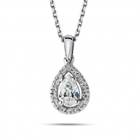 Collier Diamant Poire 0.21 ct Or Blanc 1.7g  - P4247FMPWACK0