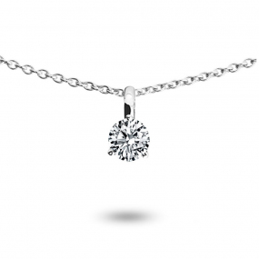 Collier diamant solitaire 0.10 ct 0.10 ct Or Blanc 1.2g Lorelei - P2943FMPWAC60