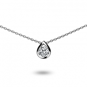 Collier diamant solitaire 0.10 ct 0.10 ct Or Blanc 1.7g Cocoon - 82024-0.10