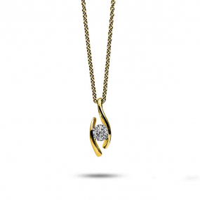 Collier Diamant Solitaire 0.10 ct Or Jaune 2.3g Saki - 4F485