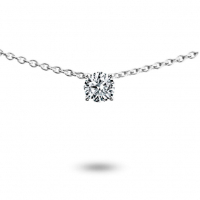 Collier diamant solitaire 0.15 ct 0.15 ct Or Blanc 3g Krystale - VAL1015