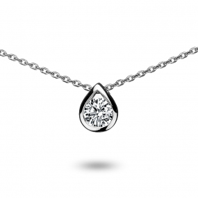 Collier diamant solitaire 0.20 ct 0.20 ct Or Blanc 2.45g Glamour - LEA5020