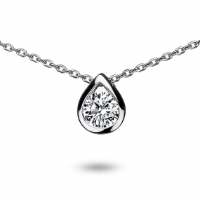 Collier diamant solitaire 0.30 ct 0.30 ct Or Blanc 2g Floralie - 82024-0.30