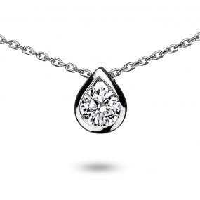 Collier diamant solitaire 0.40 ct 0.40 ct Or Blanc 2.2g Fiona - 82024-0.40