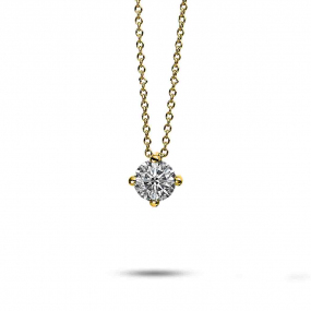 Collier Diamant Solitaire - 4 Griffes 0.10 ct Or Jaune 1.3g Hannah - 4D269