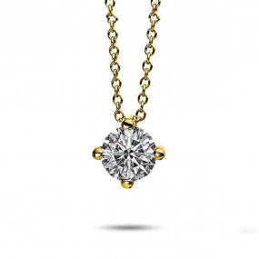 Collier Diamant Solitaire - 4 Griffes 0.30 ct Or Jaune 1.75g Maryse - 4D349