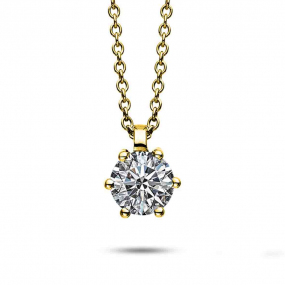 Collier Diamant Solitaire - 6 Griffes 0.30 ct Or Jaune 1.58g Matsuo - 4D332