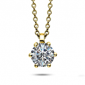 Collier Diamant Solitaire - 6 Griffes 0.50 ct Or Jaune 1.78g Anas - 4D398