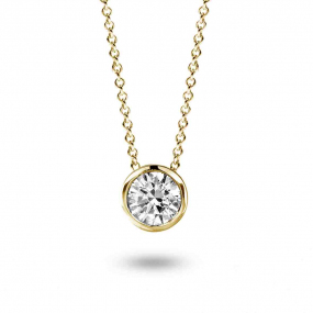 Collier Diamant Solitaire - Serti Clos 0.19 ct Or Jaune 1.9g Gabriela - 92AL37A-