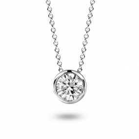 Collier Diamant Solitaire - Serti Clos 0.24 ct Or Blanc 1.9g Cristina - 92AJ40A