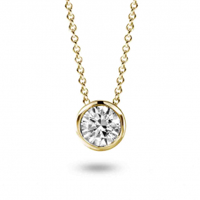 Collier Diamant Solitaire - Serti Clos 0.30 ct Or Jaune 1.9g Aurore - 92AL43A