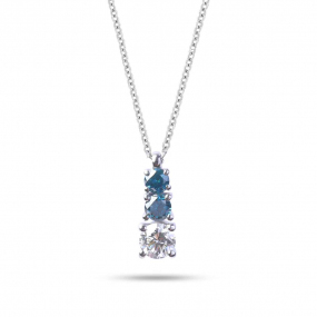 Collier Diamants Blanc et Bleus Or Blanc 0.20 ct Promesse - GI2190B/BLU